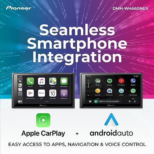 PIONEER CAR DMHW4660NEX Multimedia Digital Media Receiver With Wireless Apple CarPlay and Android Auto, 6.8-inch Capacitive Touchscreen, Double-DIN, Built-In Bluetooth, WiFi and Amazon Alexa PIONEER CAR DMHW4660NEX Multimedia Digital Media Receiver With Wireless Apple CarPlay and Android Auto, 6.8-inch Capacitive Touchscreen, Double-DIN, Built-In Bluetooth, WiFi and Amazon Alexa